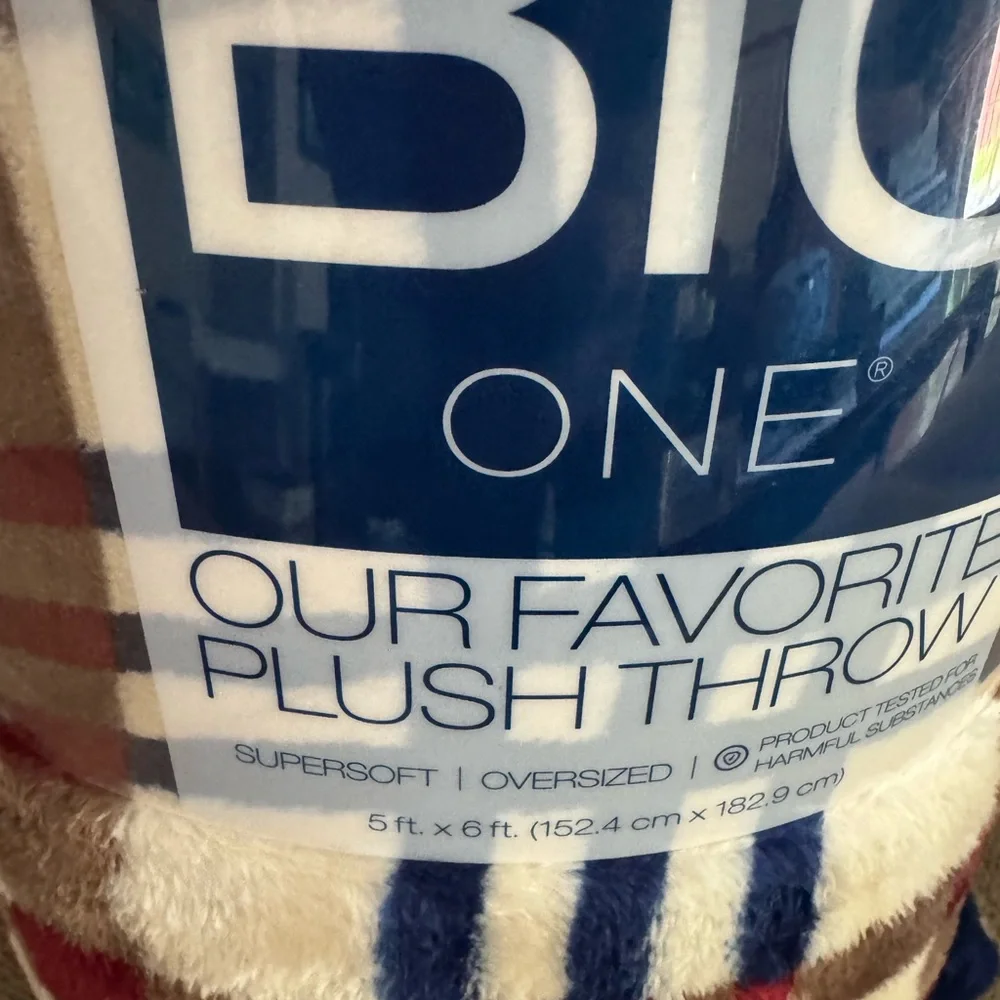 The Big One Plaid Maroon and Navy Plush Throw